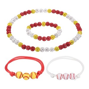 Unique Bargains Baseball Necklace Set Bling Rhinestone Beaded