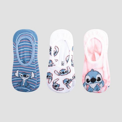 Women's Lilo & Stitch Tie-Dye 3pk Liner Socks - Pink/Blue/White 4-10