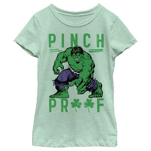 Girl's Marvel St. Patrick's Day Hulk Pinch Proof T-Shirt - 1 of 4