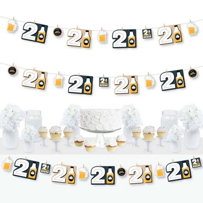 Big Dot of Happiness Cheers and Beers to 21 Years - 21st Birthday Party DIY Decorations - Clothespin Garland Banner - 44 Pieces