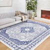 Area Rug, Vintage Boho Printed Washable Rug - Stain Resistant Low Pile Carpet with Non-Slip Backing for Living Room, Bedroom - 3 of 4