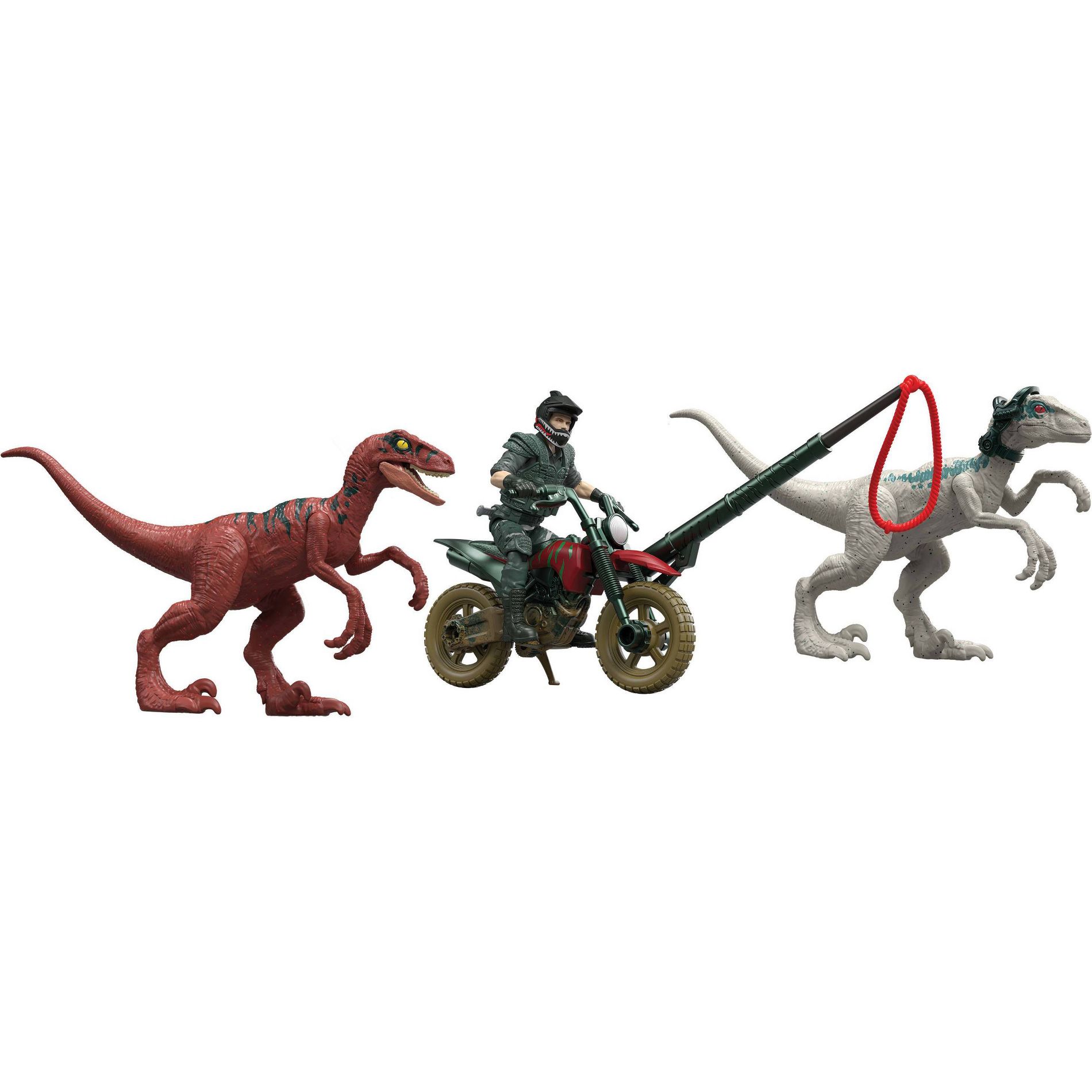 Jurassic World Reimagined Motorcycle, Owen Grady & Raptors & Tools Retro Pack, Fallen Kingdom Toy