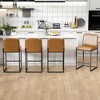 JUJABU 25.6 Inch Modern Bar Stools Set of 2 with Back, Metal Legs with Faux Leather Upholstered - 2 of 4