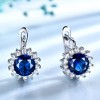 Oval Drop Earrings for Women Blue Sapphire Cz Sterling Silver Ginger Lyne Collection - 2 of 4