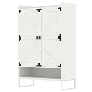 TIRAMISUBEST 6-Tier Shoe Cabinet - Adjustable Wooden Shoe Rack with Doors, Storage Organizer for Entryway, Hallway & Closet, White - 1 of 4