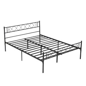 Metal Bed Frame with Headborad & Footboard, Sturdy Metal Platform Bed Frame with Iron-Art Sweet Heart, No Box Spring Needed, Under Bed Storage - 1 of 4