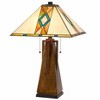 Cal Lighting 60W x 2 Tiffany table lamp with pull chain switch with resin lamp body - 2 of 4