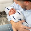 Sweet Jojo Designs Boy Baby Cocoon and Beanie Hat Swaddle Wrap Woodland Deer Blue and White 2pc - 3 of 4