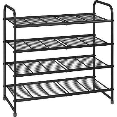 Simple Trending 4-Tier Stackable Shoe Rack Black
