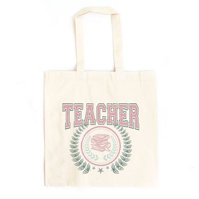 City Creek Prints Teacher Grunge Canvas Tote Bag - 15x16 - Natural