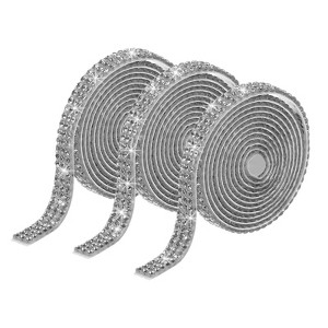 Unique Bargains Self-Adhesive DIY Crafts Decorations Crystal Rhinestone Diamond Ribbon 3 Rolls - 1 of 4