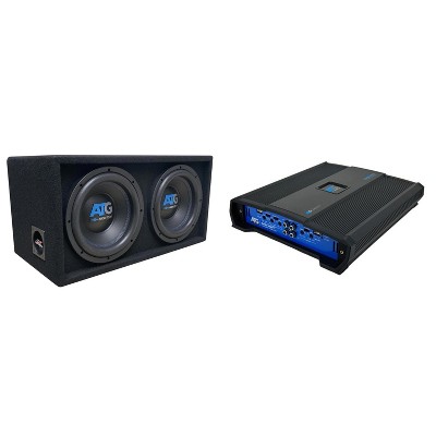ATG Audio Dual 12 Inch Ported Subwoofer Enclosure with 2400 Watt Amplifier