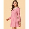 Allegra K Women's A-Line Long Sleeve Front Button Down Lace-Collar Mini Dresses - 4 of 4
