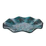 WHOLE HOUSEWARES Mosaic Glass Centerpiece Tray for Dining Room Decor Decorative Plate for Kitchen Table Home Decor (Turquoise)