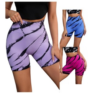 INSPIRE CHIC 3 Packs Women's Tie Dye High Waist Workout Running Fitness Thigh Slimmers Shapewear Shorts - 1 of 4