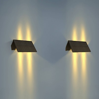 Techko Maid 2pk Solar Bi-Directional Decorative Wall Light Matte Black
