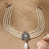 SOHI Women's Pearl White Party Stone Multi-Layer Necklace - 3 of 4