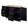 Gulches Black Rolling Kitchen Island - Rubber Wood Top, 3 Drawers, 2 Slide-Out Shelves, Spice/Tower Racks, Wheels,50" W x 17" D x 36.85" H - 2 of 4