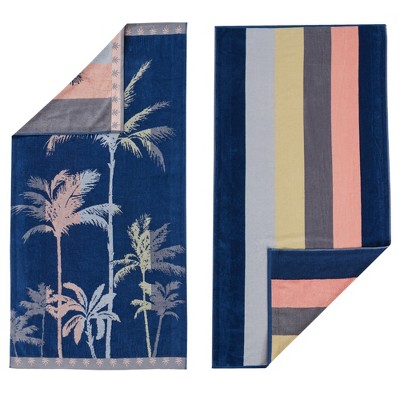 STRIPED LOGO JACQUARD BEACH TOWEL