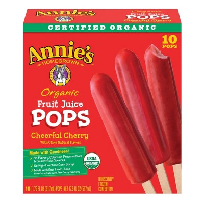 Annie's Organic Frozen Fruit Juice Pops Cheerful Cherry - 10ct