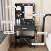 YONWAY Makeup Vanity Table Compact Dressing Desk with Mirror, Power Outlet, Hairdryer Holder and Stool for Small Bedrooms - 4 of 4