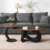 INFURNIC Coffee Tables White Nesting Coffee Table Set of 2 Oval and Round Design with Sturdy Metal Base for Living Room, Black, 30.91"*20.67"*19.17" - 3 of 4