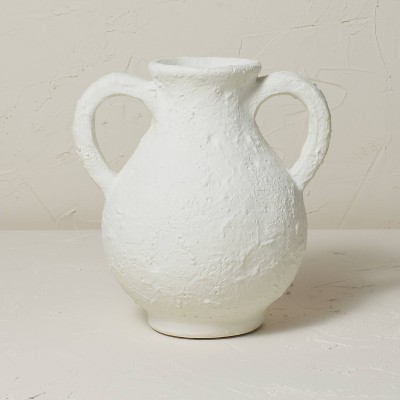 9.5" x 9" Terracotta Vase with Handle Chalk White - Opalhouse™ designed with Jungalow™