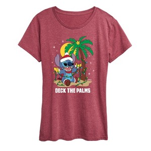 Women's - Lilo and Stitch - Deck the Palms Christmas Short Sleeve Graphic T-Shirt - 1 of 4