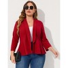 Women's Plus Size Blazer Notch Panel Work Business Casual Outfits Dressy Suit Jacket Peplum Blazers - 4 of 4
