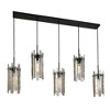LNC Echonalyri 5-Light  59.7" Luxury and Glam Oversized Linear Kitchen Island Penant Lights, Black with Smoked Textured Glass Shades - 2 of 4