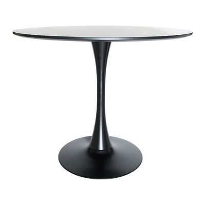 Bristol Black Round Mid-Century Modern Dining Table with Wood Top