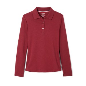 French Toast School Uniform Girls Long Sleeve Fitted Interlock Polo with Picot Collar (Feminine Fit) - 1 of 1