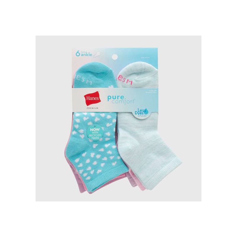Hanes Premium Girls' 6pk Super Soft Ankle Socks - Colors May Vary, 3 of 4