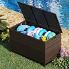 Large Deck Box, Built-In Handles Patio Storage Box for Storage with Wheels, Rattan Waterproof Outdoor Bins for Cushions, Patio Furniture, Garden Tools - 3 of 4