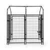DOMETOUR Heavy Duty Dog House Dog Pen with Roof, Reversible Feeding Door, Stainless Steel Feeding Bowls for Small to Large Dogs Black - 3 of 4
