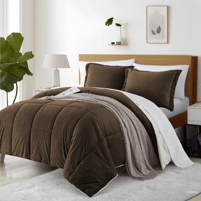 Peace Nest Dual-Side Fluffy Faux Rabbit Fur Comforter Set, Plush Fuzzy Bedding Set