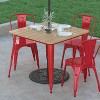 Emma and Oliver Indoor/Outdoor Dining Table with Umbrella Hole, 36" Square All Weather Poly Resin Top and Steel Base - 3 of 4