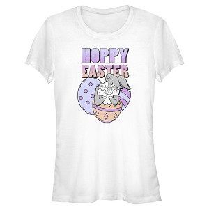 Juniors Womens Looney Tunes Bugs Bunny Hoppy Easter T-Shirt - 1 of 4