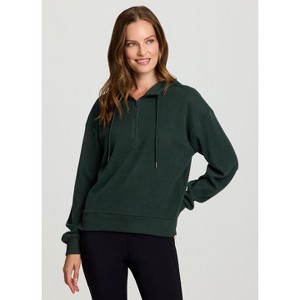 RBX Active Women's Soft Ribbed Lounge Hoodie Pullover Ultra Lightweight Ribbed 1/2 Zip Sweatshirt - 1 of 4