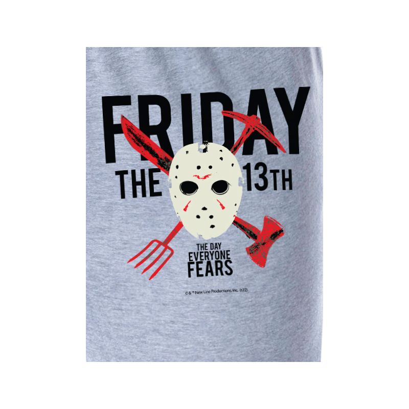 Friday the 13th Womens' Jason Mask Horror Character Sleep Pajama Pants Grey, 3 of 4