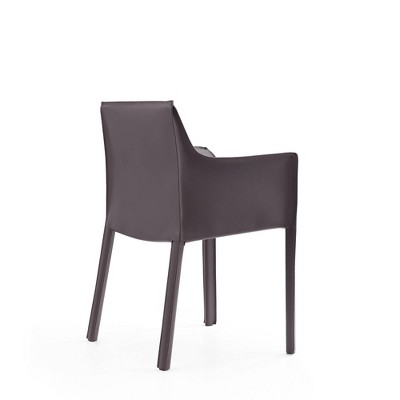 Sleek Gray Faux Leather Upholstered Metal Arm Chair