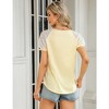 Womens Summer Tops Casual Short Sleeve V Neck T Shirts Loose Mesh Solid Color Patchwork Tunic Blouse Shirts - 4 of 4