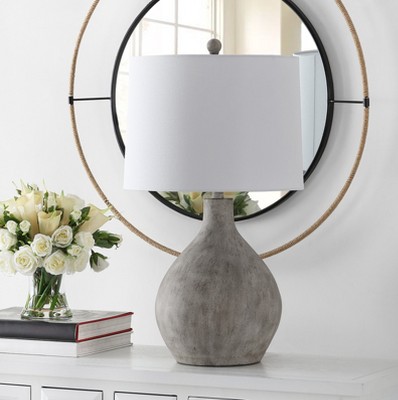 Tolen 26.25" Distressed Grey Ceramic Table Lamp with White Shade
