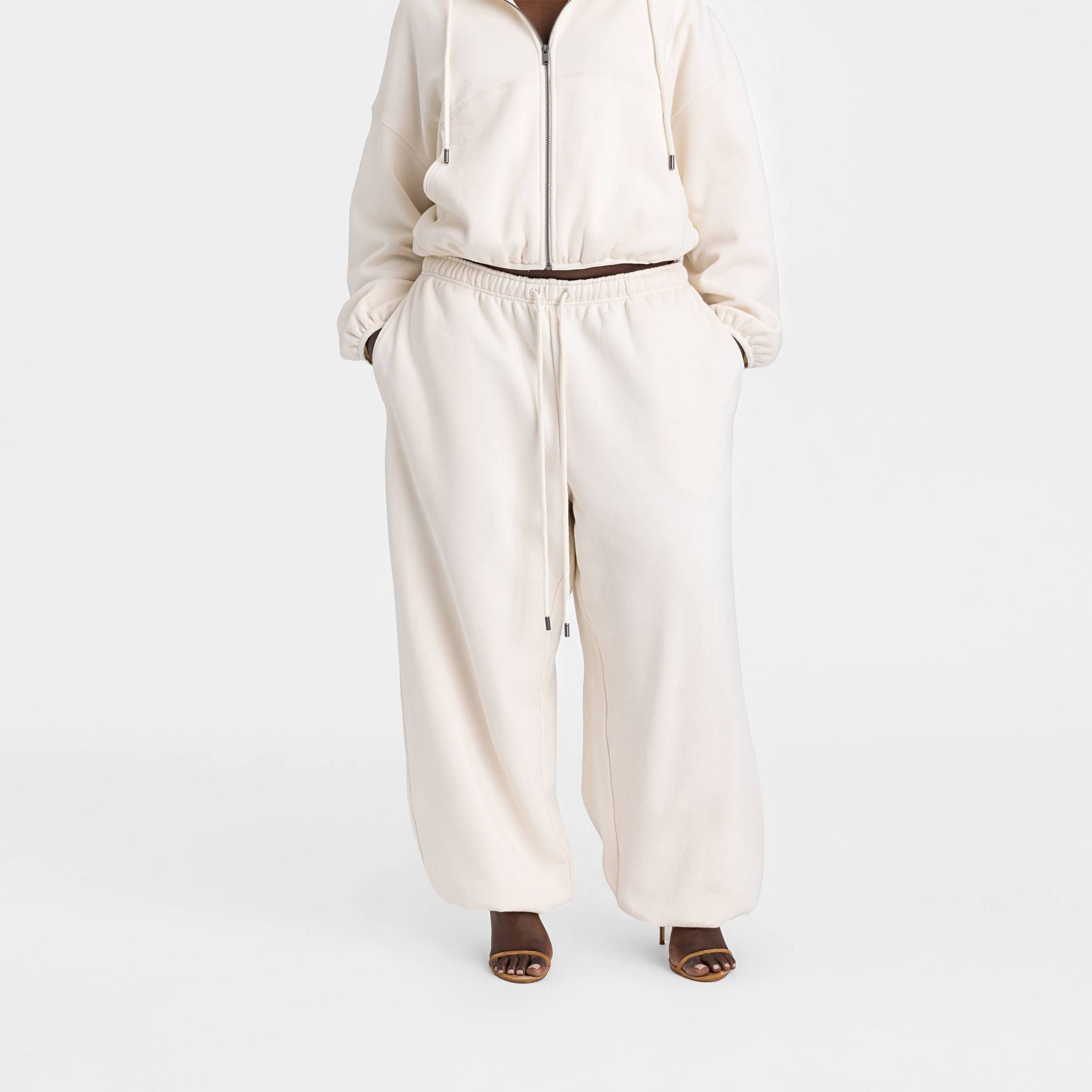 KBB by KAHLANA Women's High-Rise Straight Leg 'The Dwayne Sweats'- Cream 3X