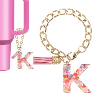 Unique Bargains Epoxy Resin Colorful Glittery Tassel Sports Water Bottle Accessories Letter Charm 1 Pc - 1 of 4