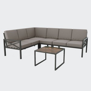 Leisure Made Blakely 5pc Aluminum Sectional in Gray Fabric - 1 of 4