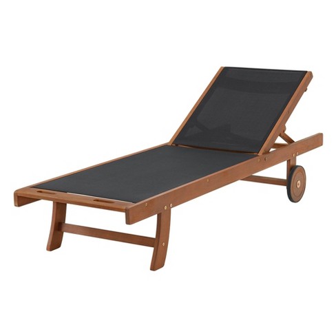 Caspian Eucalyptus Wood Outdoor Lounge Chair With Mesh Seating