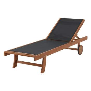 Caspian Eucalyptus Wood Outdoor Lounge Chair with Mesh Seating - Natural - Alaterre Furniture