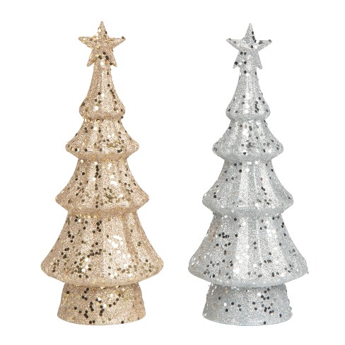 Transpac Plastic Light Up Glamorous Tree Set of 2 Christmas Home Decorations - image 1 of 1