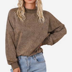 Amaryllis Women's Oversized Velour Sweatshirt Long-Sleeve Pullover Relaxed Fit Cozy Everyday Casual Lounge Top - 1 of 4